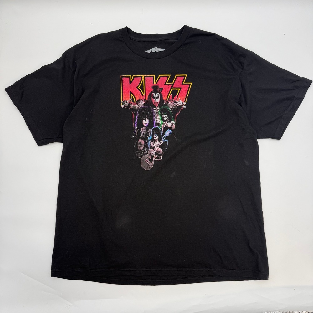 KISS Band Graphic Shirt Mens Size 2XL Black Mountainaire 2015 Rock Short Sleeve